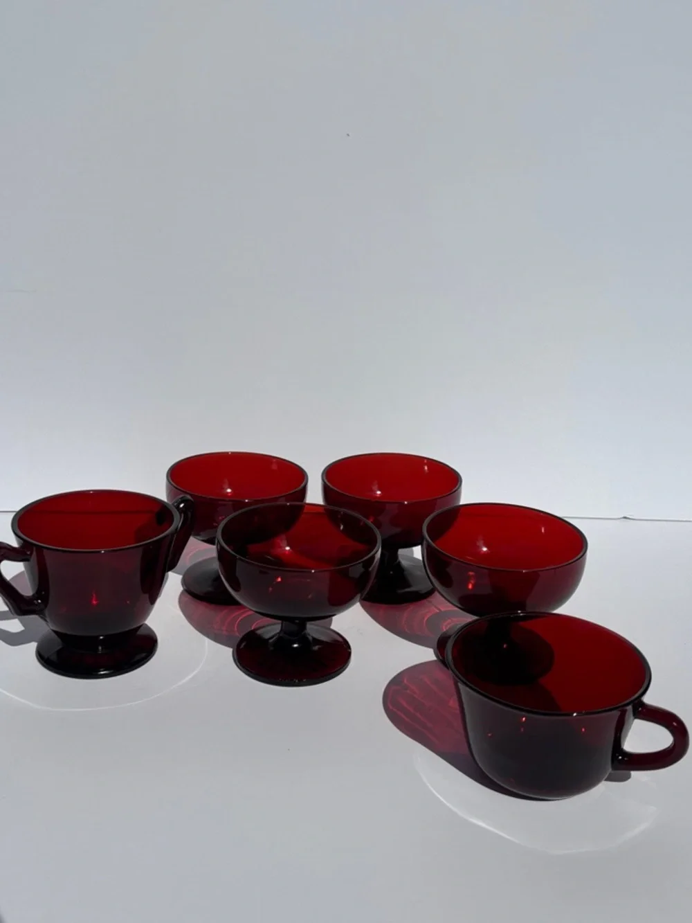 Vintage anchor hocking royal ruby red sherbet cup sugar bowl mug cranberry glass